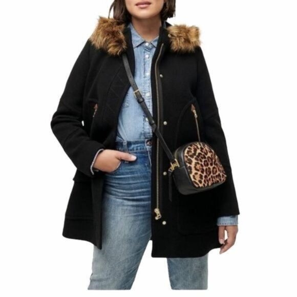 J. Crew Coat Chateau Parka Italian Stadium Cloth Wool Size 0 NWT - Picture 3 of 15